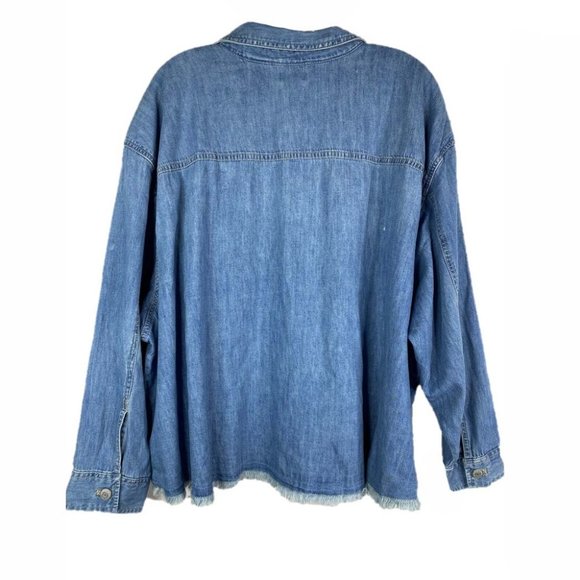 NWT Levis Denim Raw Hem Button Down Jean Shirt Top - Picture 5 of 9